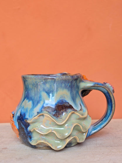 Yin & yang 🟠 Orange & Red Koi with big corals & lotus bloom (discounted)