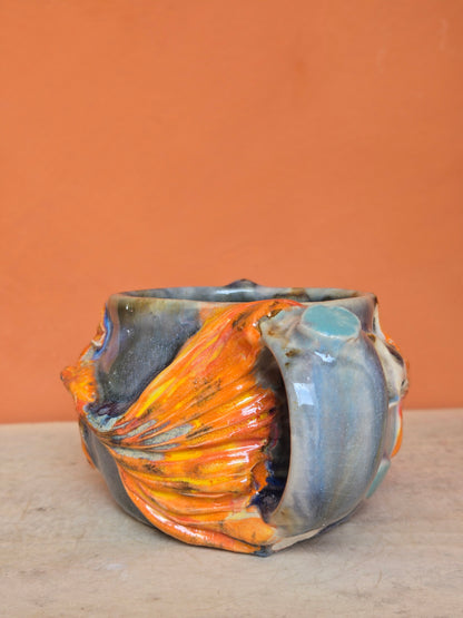 🟠 Orange & Red Koi with water lilies  (discounted)