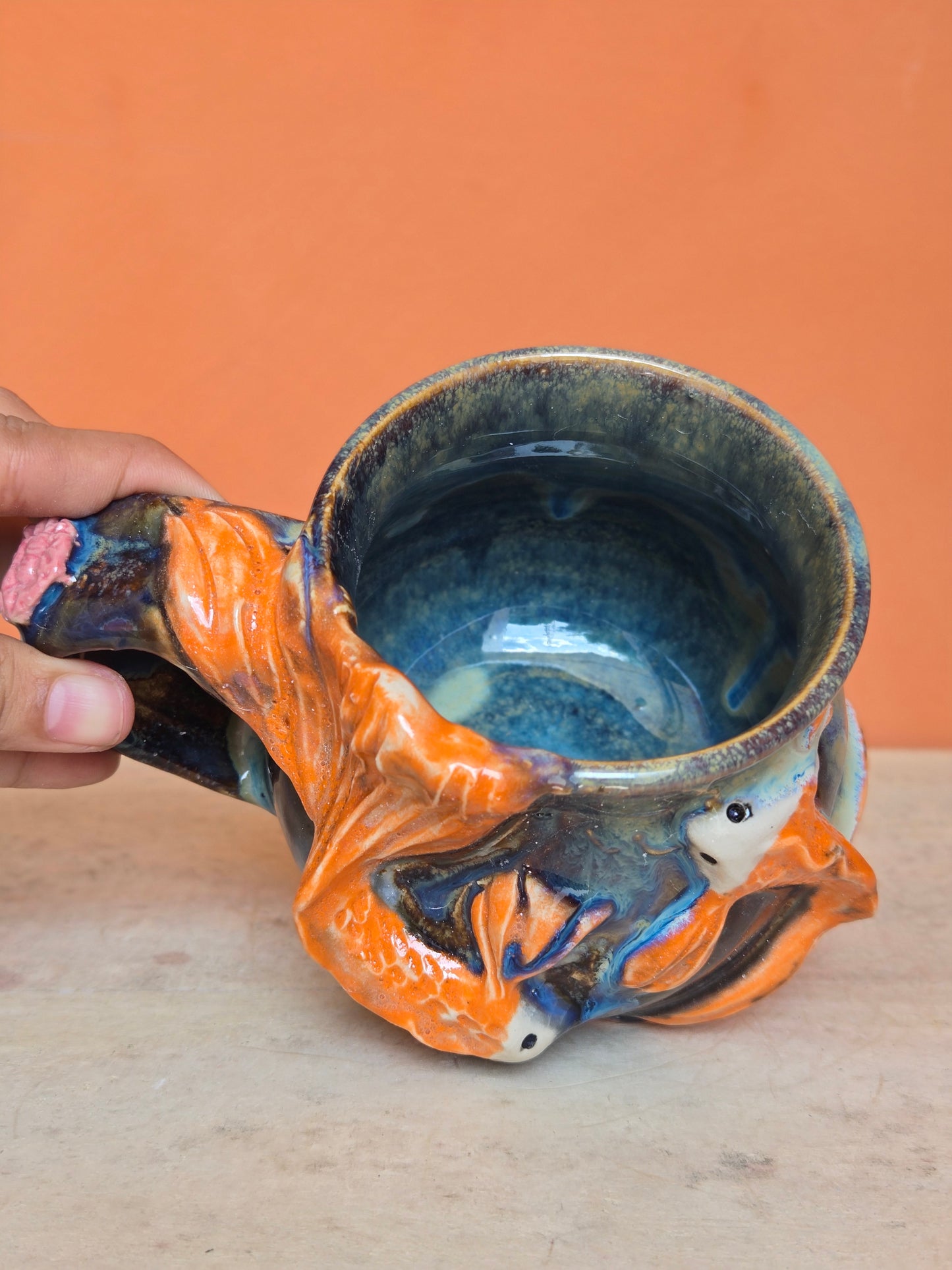 Yin yang🟠 🔴Red Koi with lotus bloom, corals and water lilies