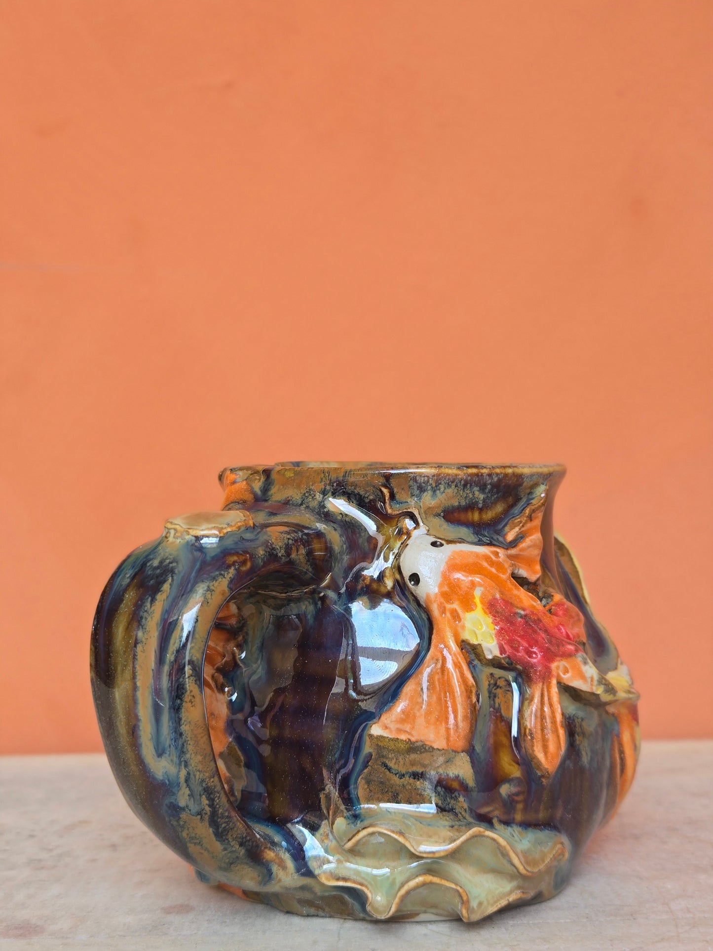 🟡 🟠 Orange & Gold Koi with water lilies  (discounted)