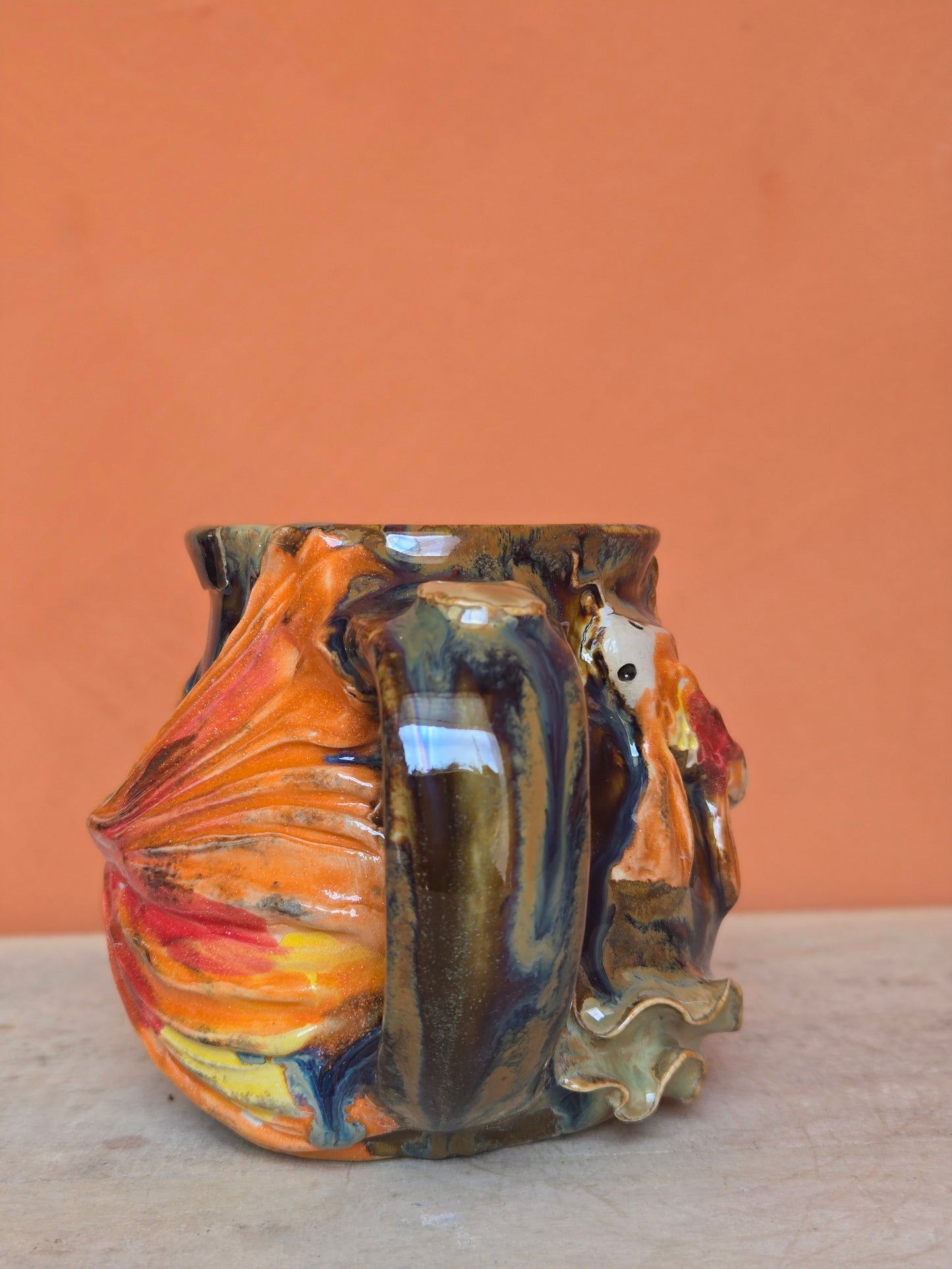 🟡 🟠 Orange & Gold Koi with water lilies  (discounted)