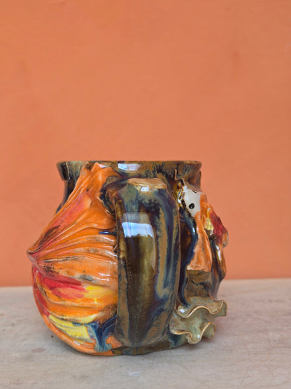 🟡 🟠 Orange & Gold Koi with water lilies  (discounted)