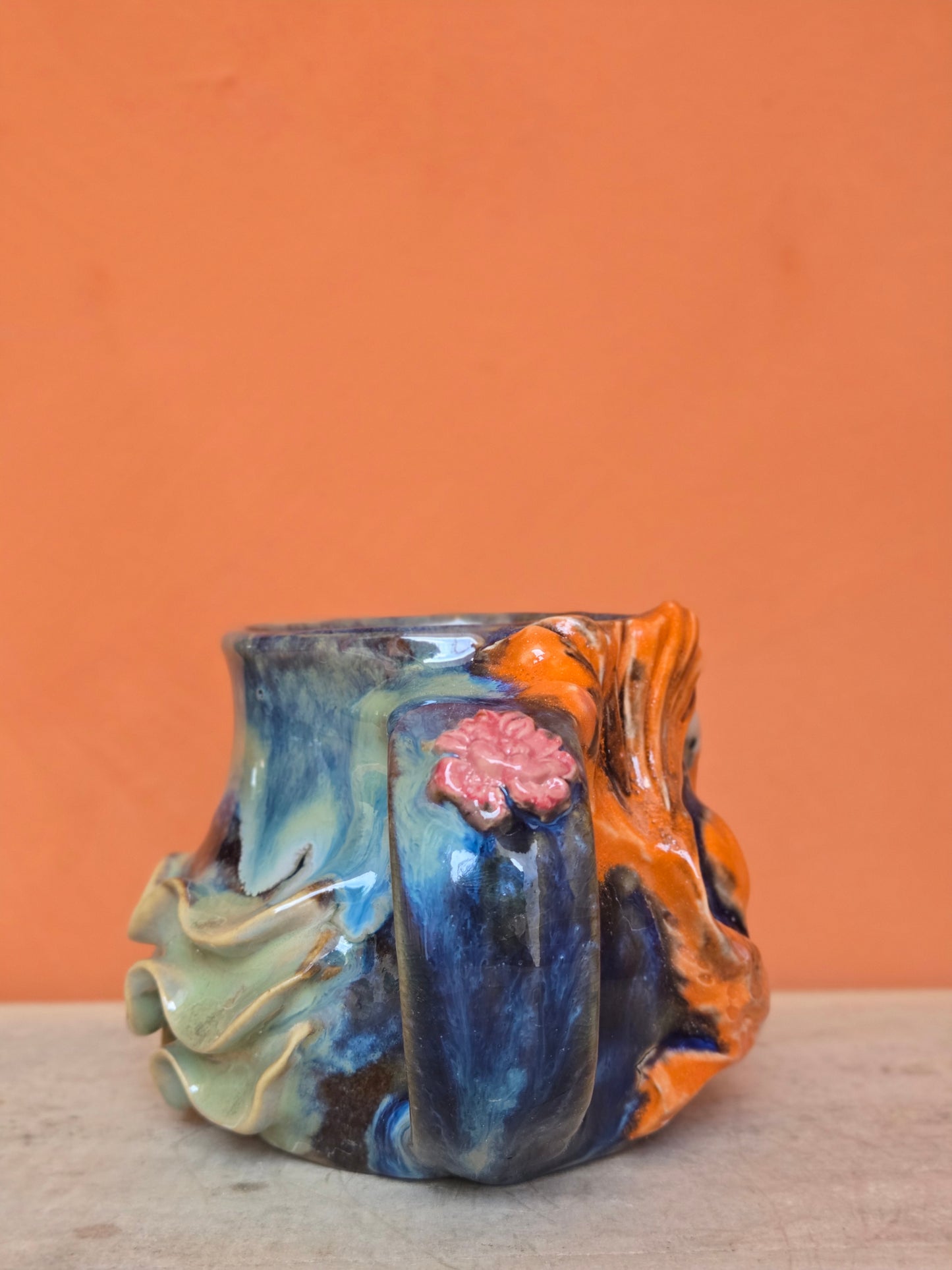 Yin & yang 🟠 Orange & Red Koi with big corals & lotus bloom (discounted)