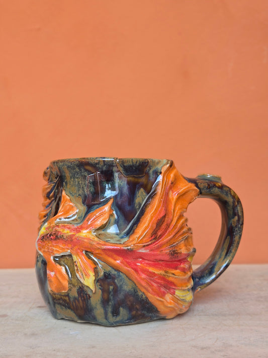 🟡 🟠 Orange & Gold Koi with water lilies  (discounted)