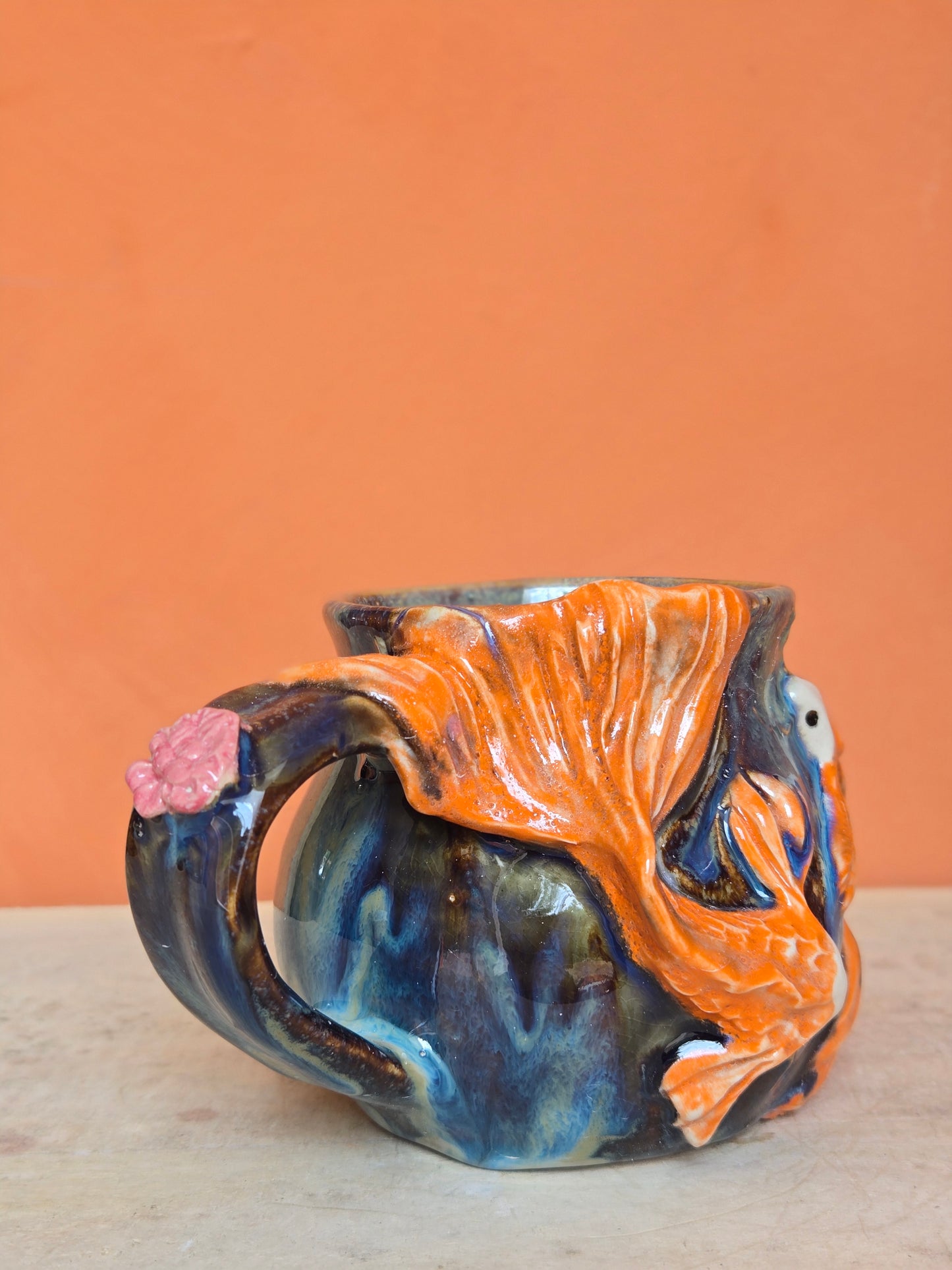 Yin yang🟠 🔴Red Koi with lotus bloom, corals and water lilies