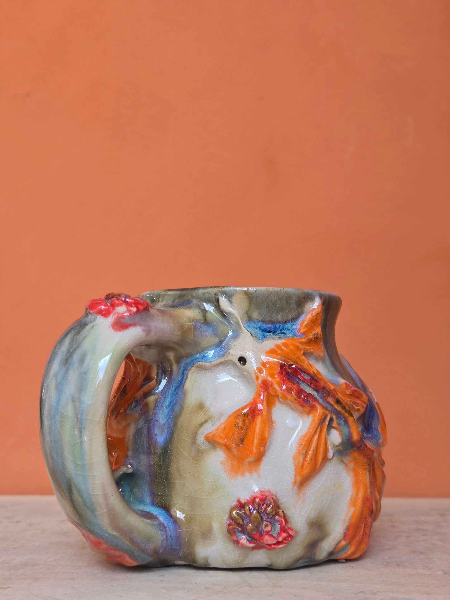 🔴 🟠 Orange & Red Koi with lotus bloom (discounted)