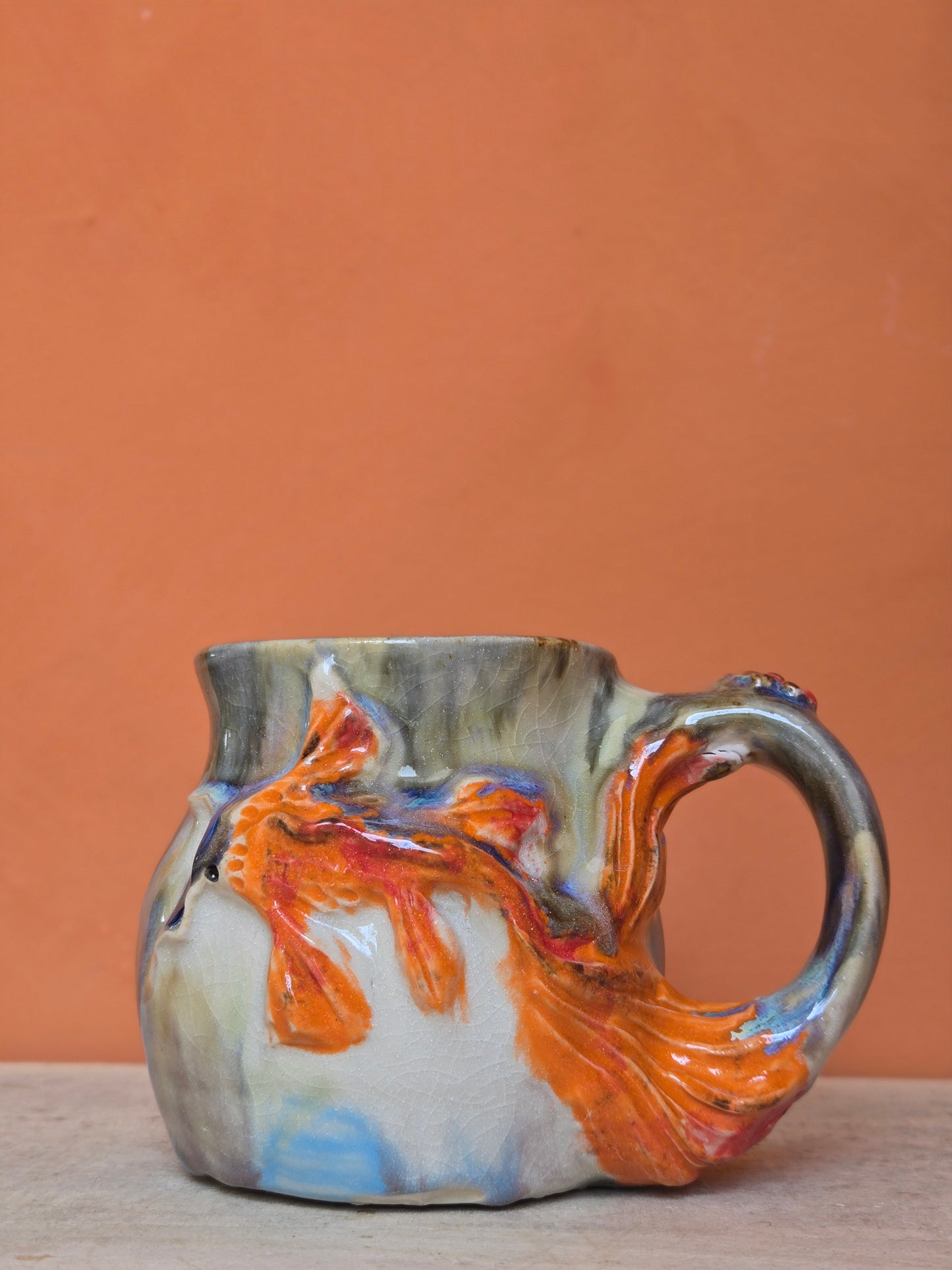 🔴 🟠 Orange & Red Koi with lotus bloom (discounted)