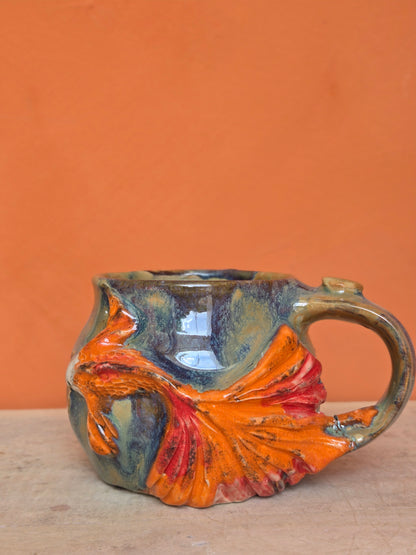 🟠🔴Orange & Red Koi with water lilies ✨️