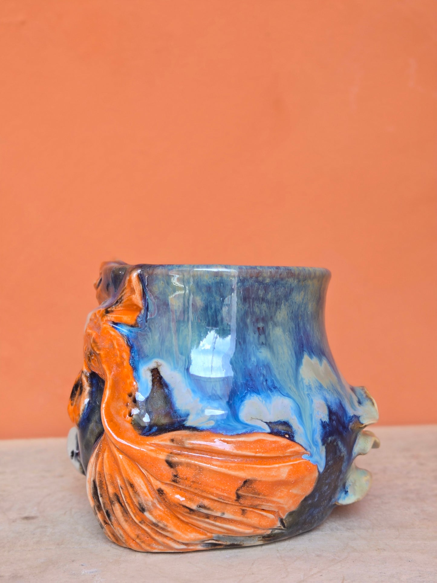 Yin & yang 🟠 Orange & Red Koi with big corals & lotus bloom (discounted)