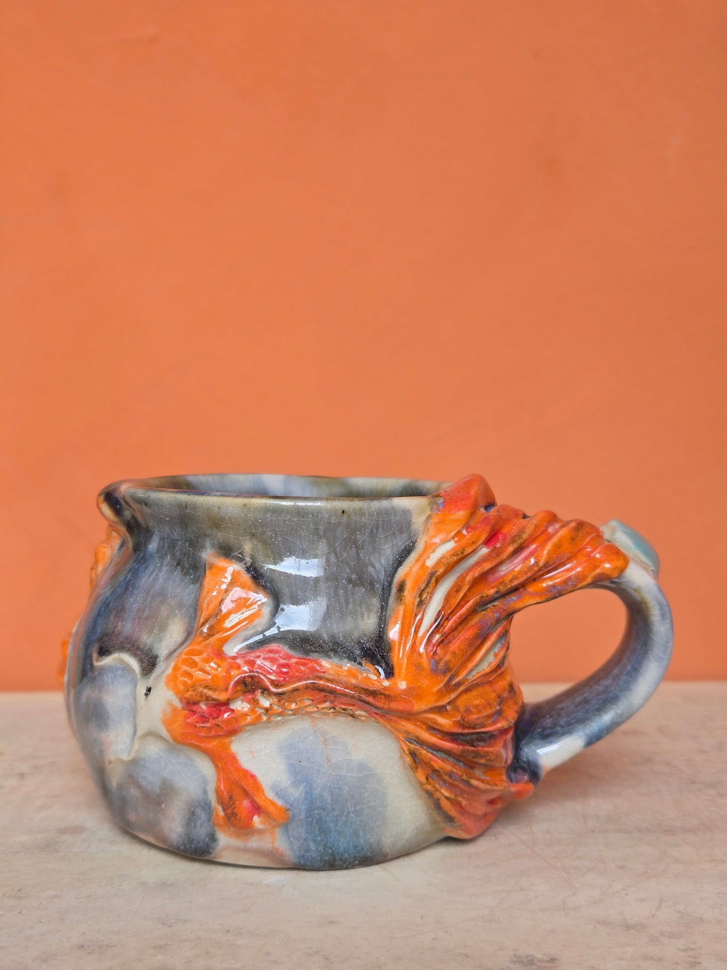 🟠 Orange & Red Koi with water lilies  (discounted)