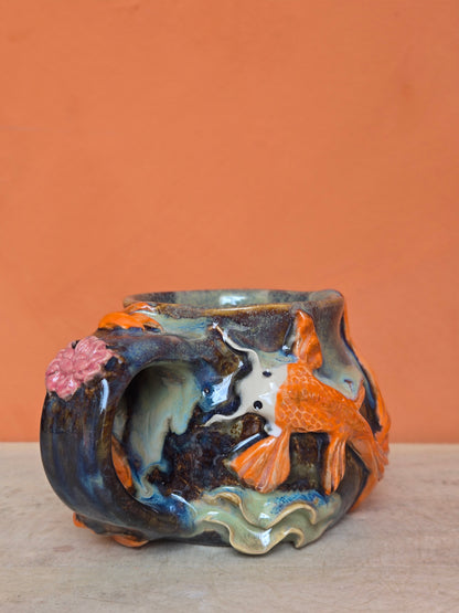 Orange Koi with lotus bloom ✨️🟠