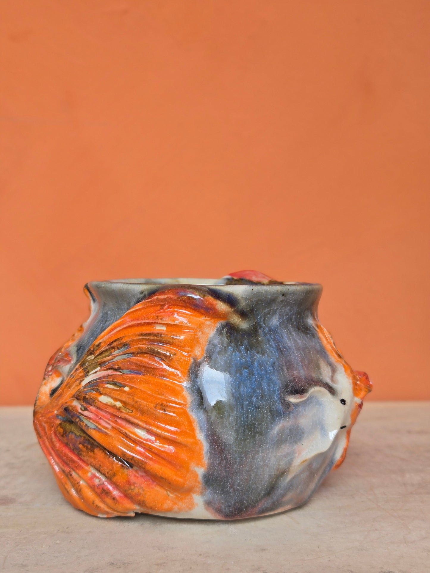 🟠 Orange & Red Koi with water lilies  (discounted)