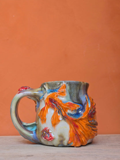 🔴 🟠 Orange & Red Koi with lotus bloom (discounted)