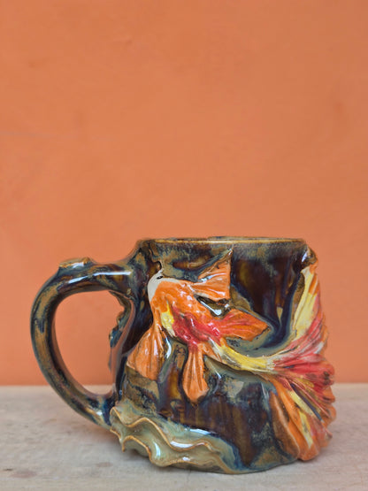 🟡 🟠 Orange & Gold Koi with water lilies  (discounted)