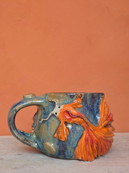 🟠🔴Orange & Red Koi with water lilies ✨️