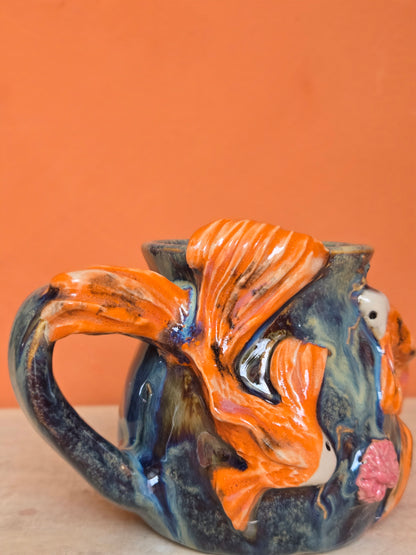 🔴yin yang with lotus bloom, corals and water lilies