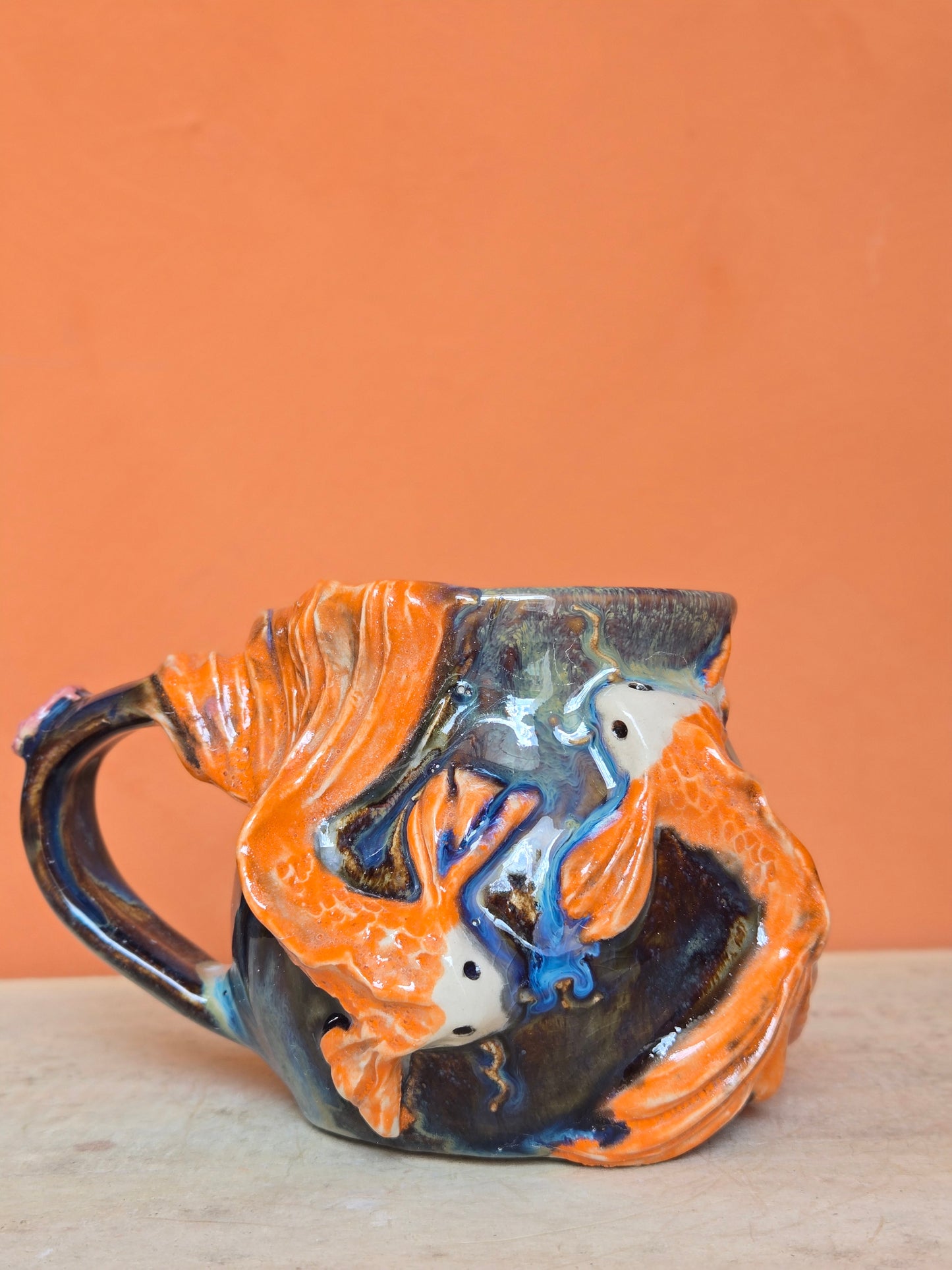 Yin yang🟠 🔴Red Koi with lotus bloom, corals and water lilies